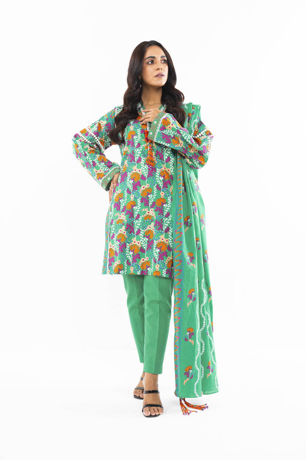 3 Pc Printed Lawn Suit With Lawn Dupatta