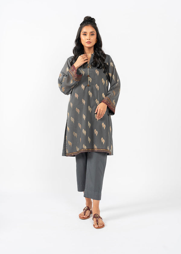 Dyed Embroidered Cambric Kurti