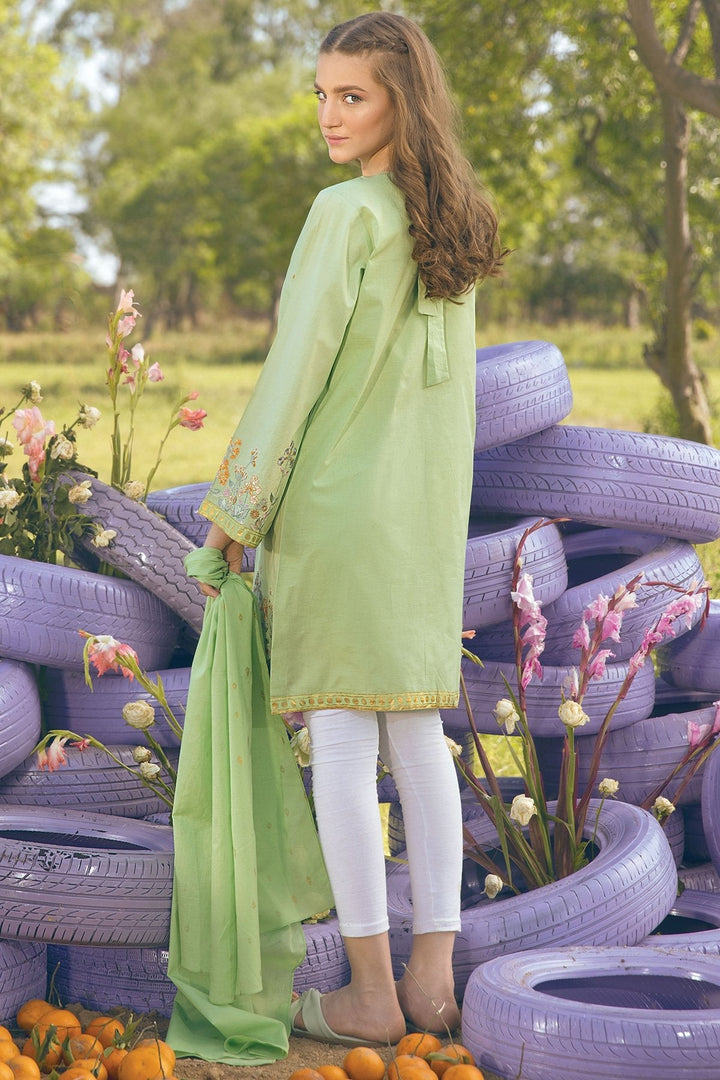 2 Pc Embroidered Suit With Viscose Stole