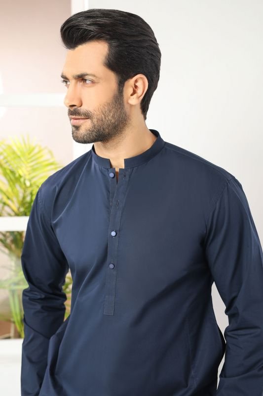 Dyed Cotton Slub Kurta