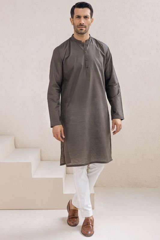 Dyed Cotton Slub Kurta