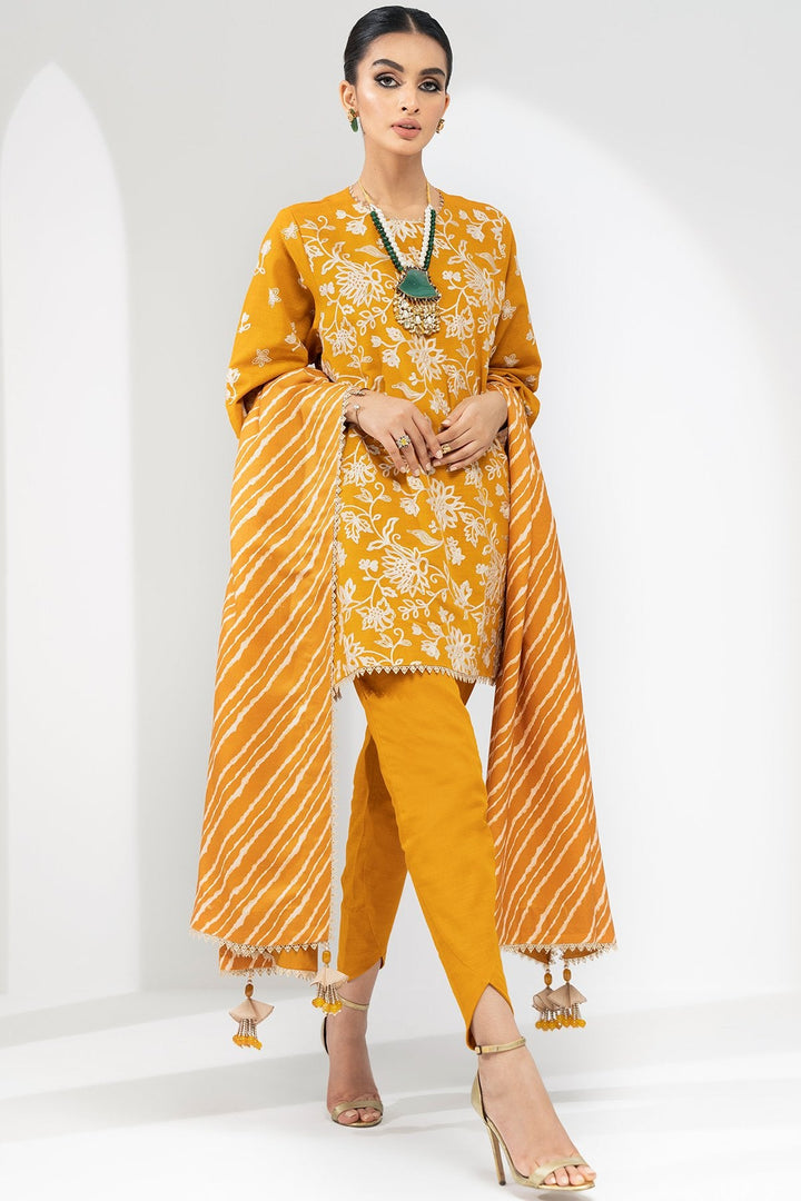 3 Pc Embroidered Khaddar Suit With Wool Shawl