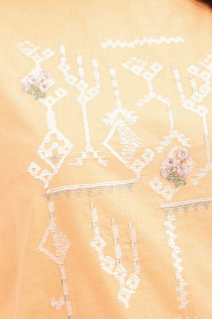 2 Pc Embroidered Cambric Suit With Viscose Stole
