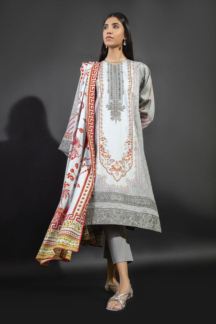 3 Pc Embroidered Cotton Silk Outfit