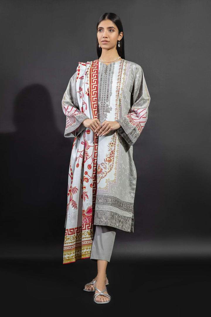 3 Pc Embroidered Cotton Silk Outfit