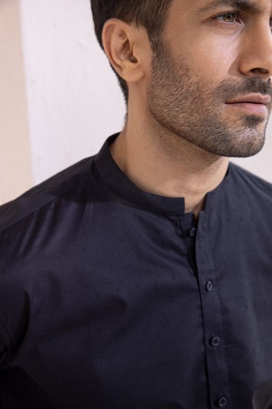 Dyed Ribbed Cotton Kurta
