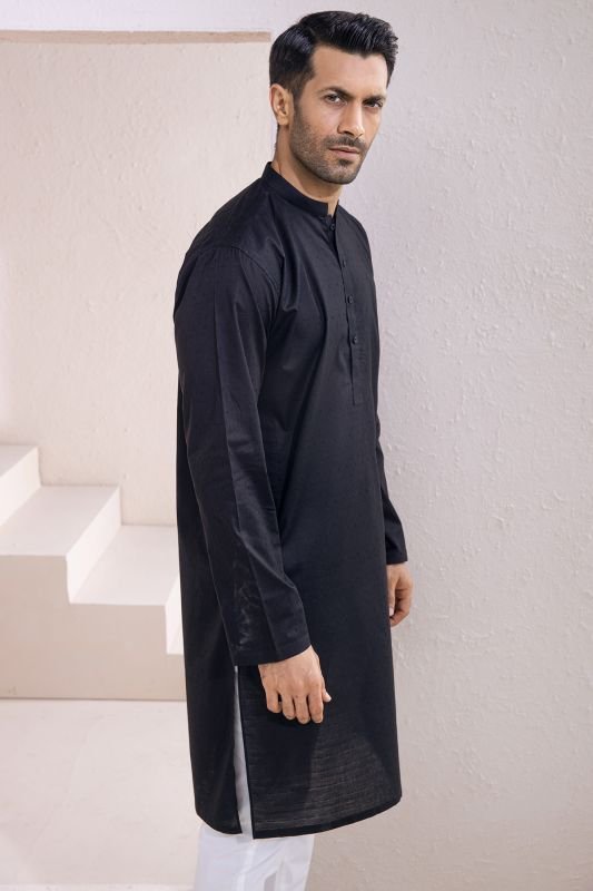 Dyed Ribbed Cotton Kurta