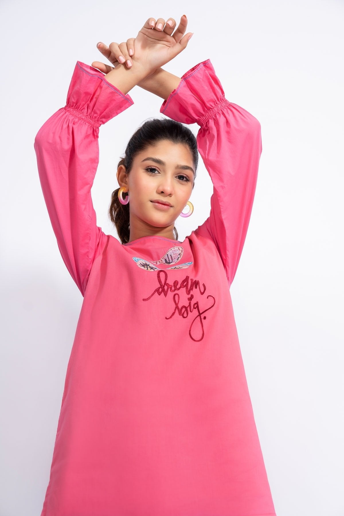 Dyed Embroidered Cambric Kurti