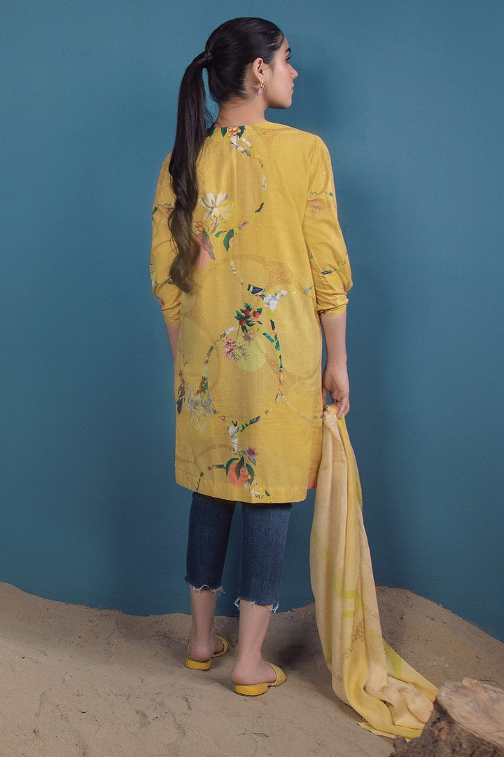 2 Pc Digital Printed Cambric Suit With Printed Cotton Viscose Dupatta