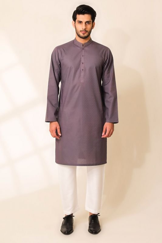 Dyed Embroidered Dobby Kurta