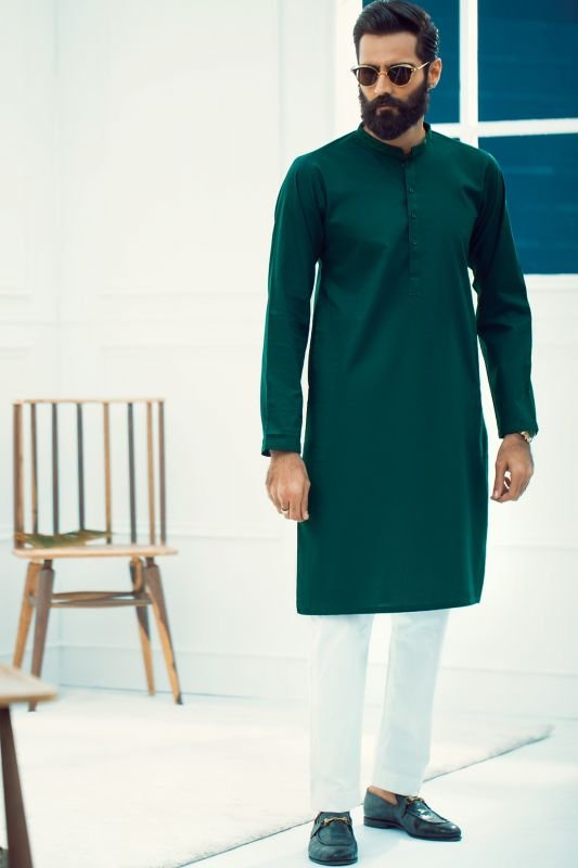 Dyed Embroidered Dobby Kurta