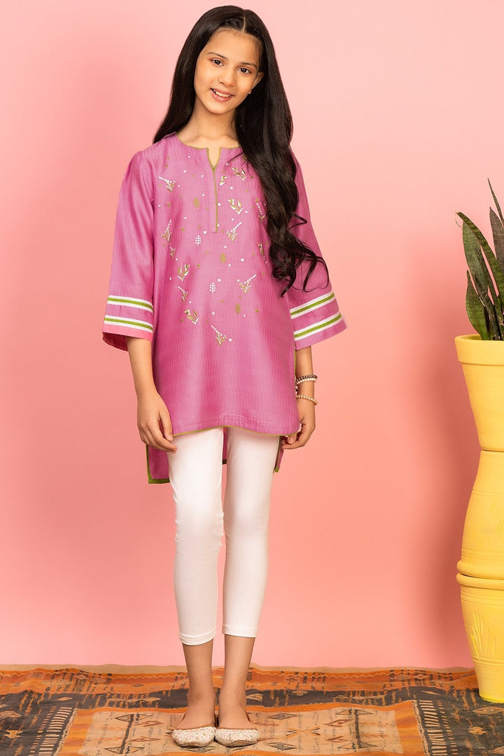 Dyed Embroidered Jacquard Kurti