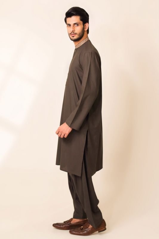 Dyed Embroidered Blended Shalwar Kameez