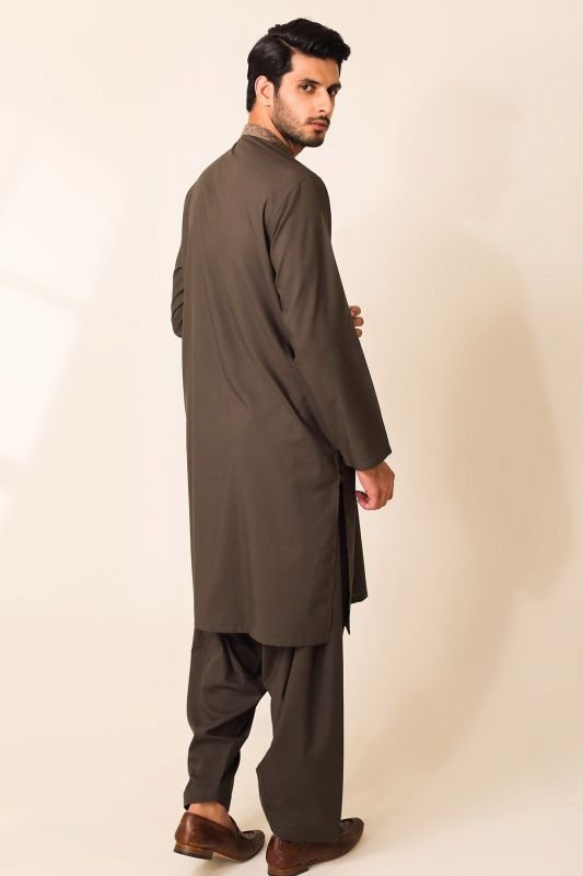 Dyed Embroidered Blended Shalwar Kameez