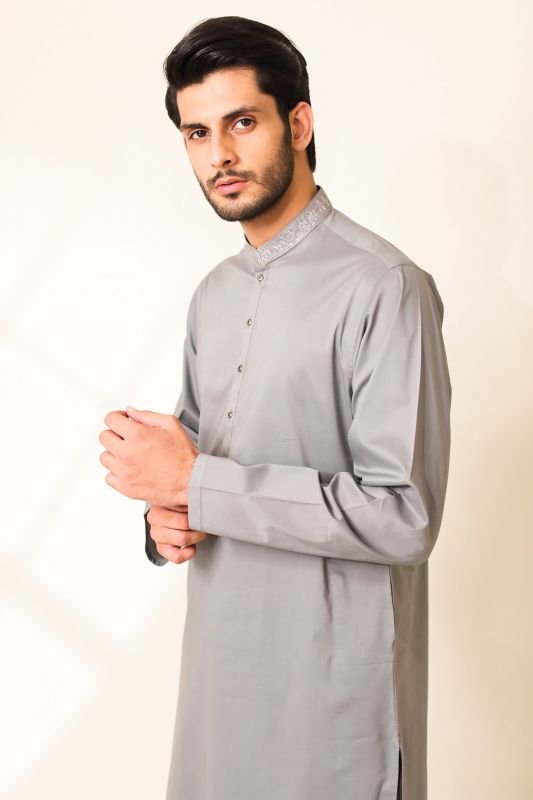 Dyed Embroidered Latha Shalwar Kameez