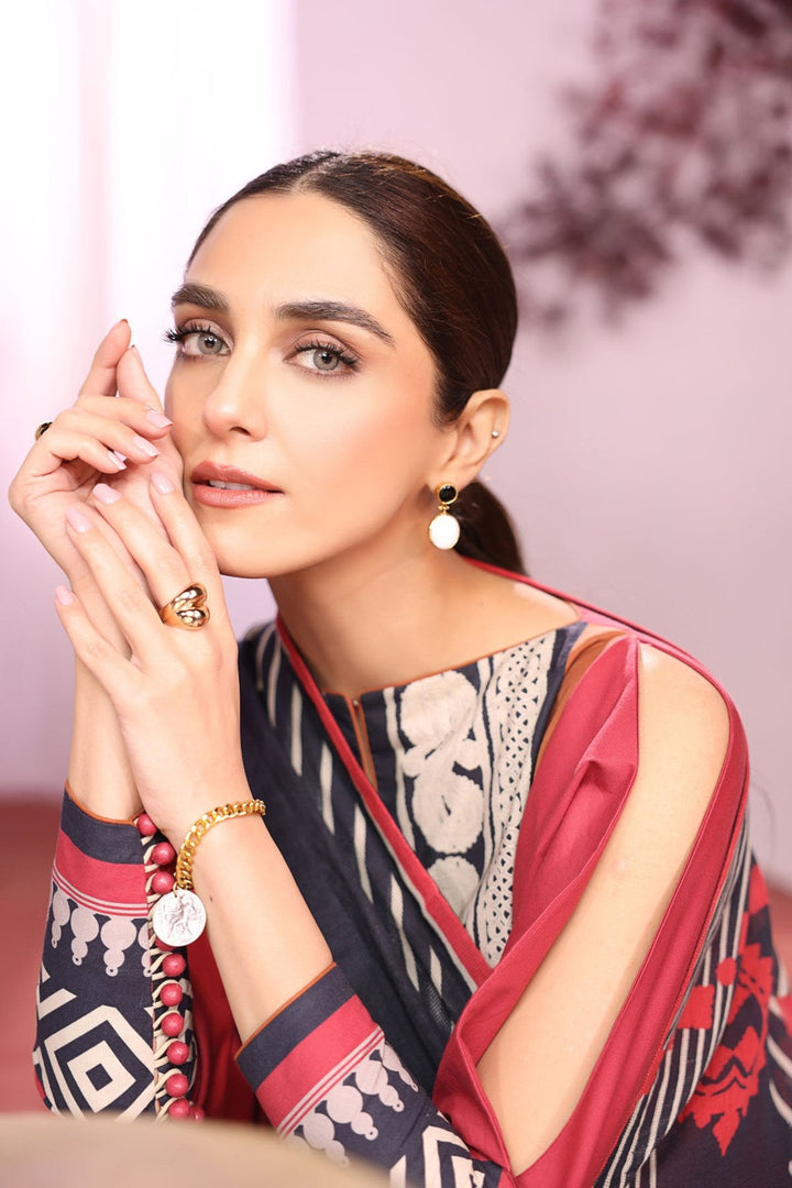 3 Pc Printed Cambric Suit With Cotton Net Dupatta