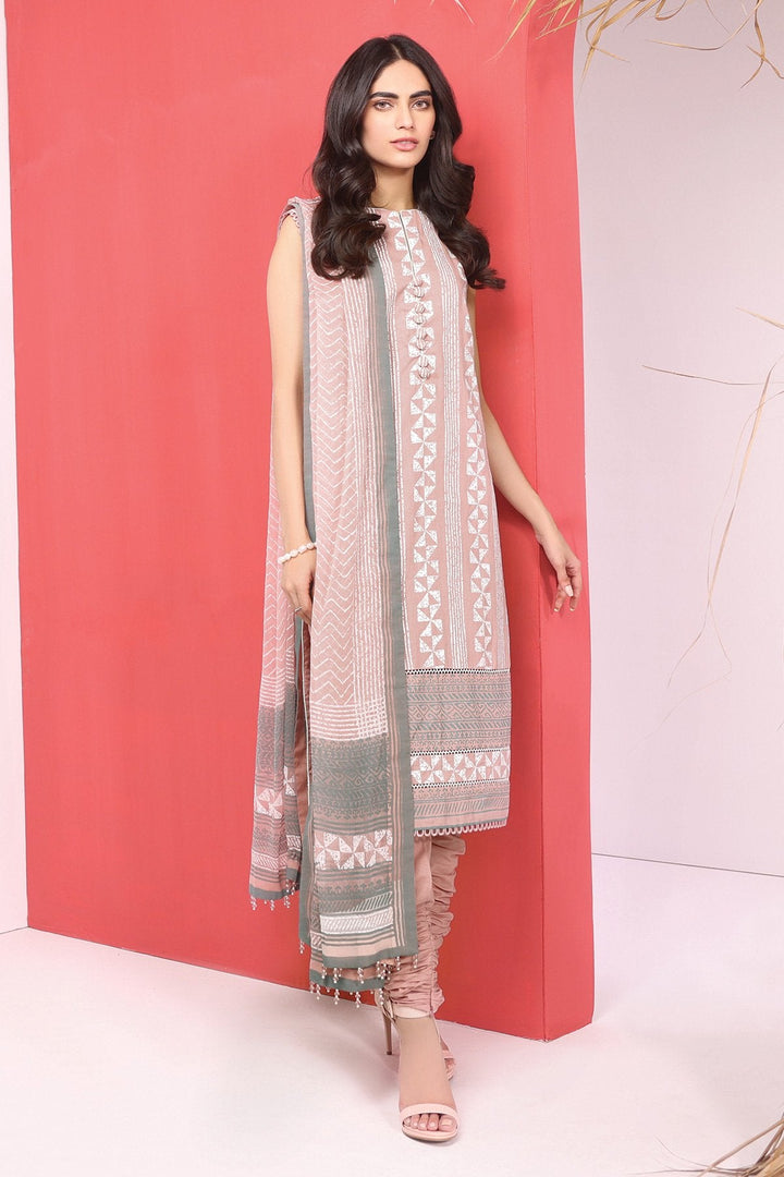 3 Pc Printed Cambric Suit With Chiffon Dupatta