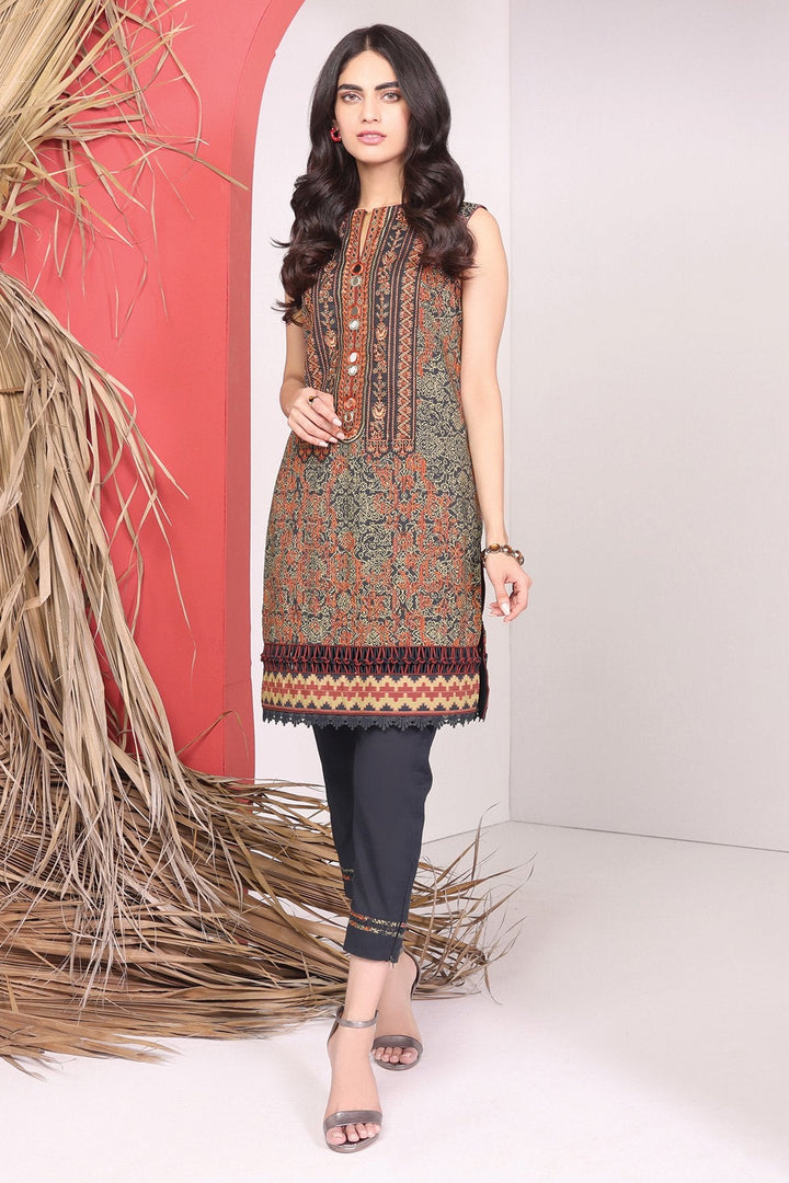 2 Pc Embroidered Cambric Suit With Dyed Cambric Trouser