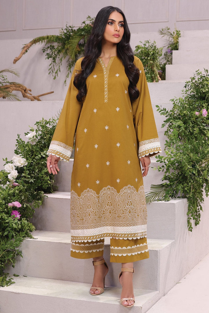 2 Pc Embroidered Dobby Suit With Cambric Trouser