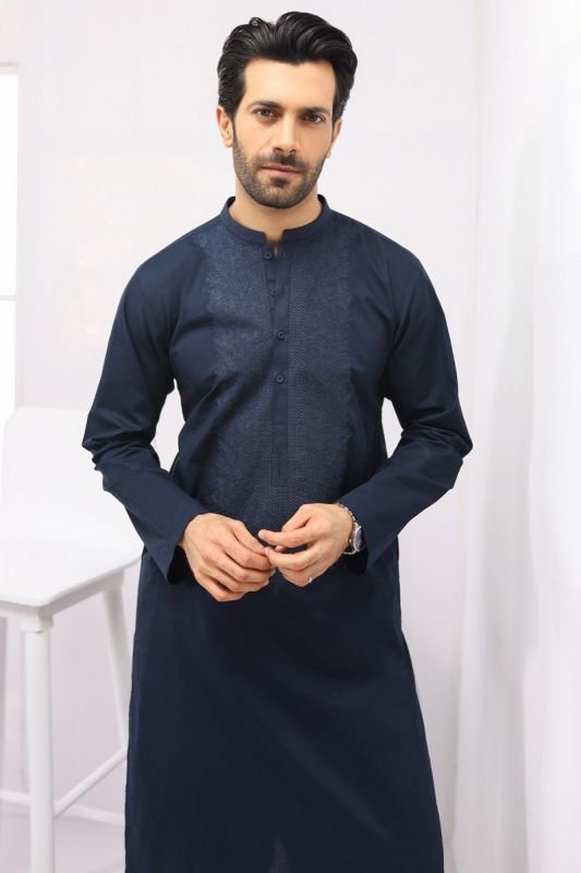 Dyed Embroidered Cotton Shalwar Kameez
