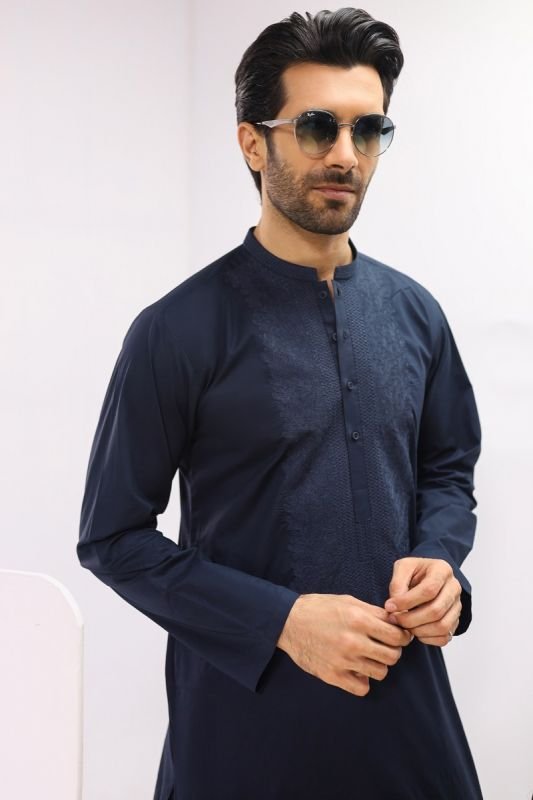 Dyed Embroidered Cotton Shalwar Kameez