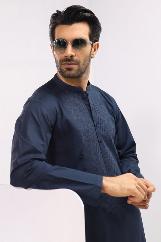 Dyed Embroidered Cotton Shalwar Kameez