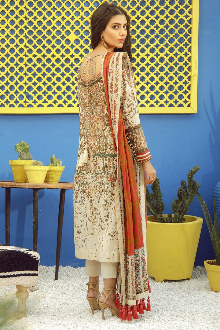 3 Piece Printed Lawn Suit With Jacquard Net Dupatta