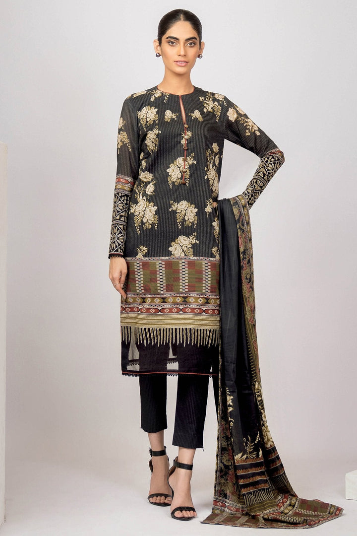 3 Pc Embroidered Lawn Suit With Printed Brochia Lawn Dupatta