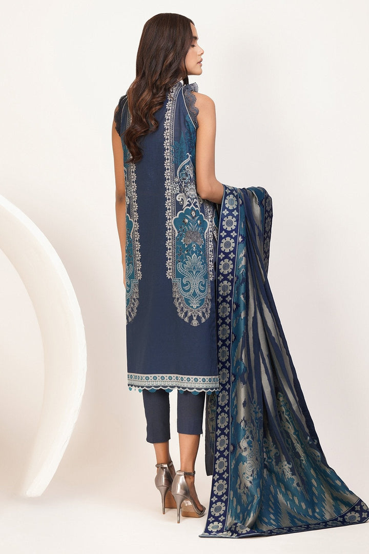 3 Pc Printed Lawn Suit With Jacquard Dupatta