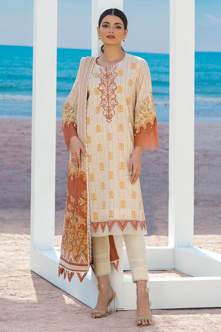 3 Pc Embroidered Lawn Suit With Printed Lawn Dupatta
