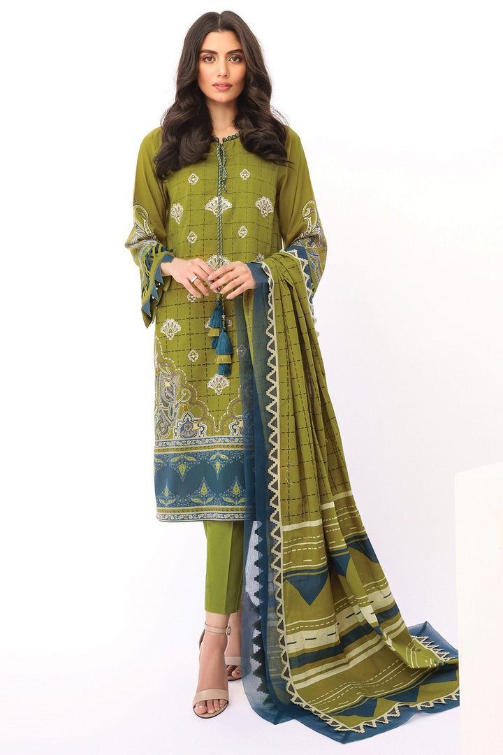 2 Pc Embroidered Lawn Suit With Doria Dupatta