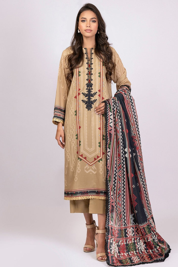 2 Pc Embroidered Lawn Suit With Jacquard Dupatta