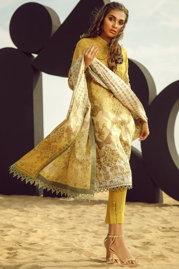 3 Piece Printed Suit With Lawn Dupatta