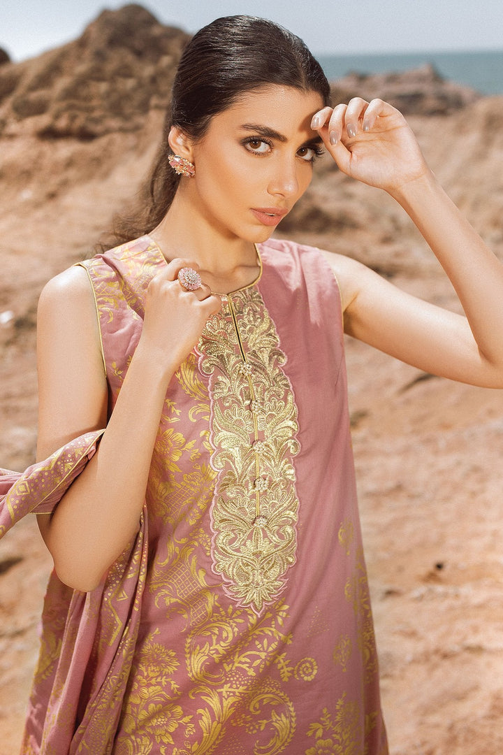2 Pc Embroidered Lawn Suit With Lawn Dupatta