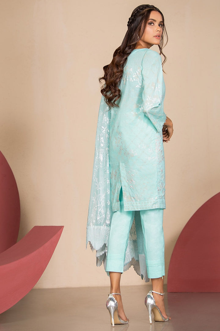 3 Piece Printed Suit With Printed Foil Dupatta