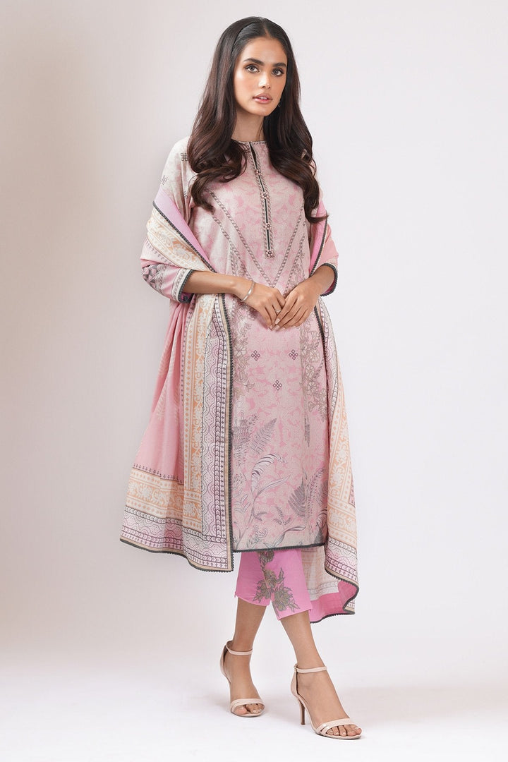 2 Pc Embroidered Lawn Suit With Cotton Net Dupatta