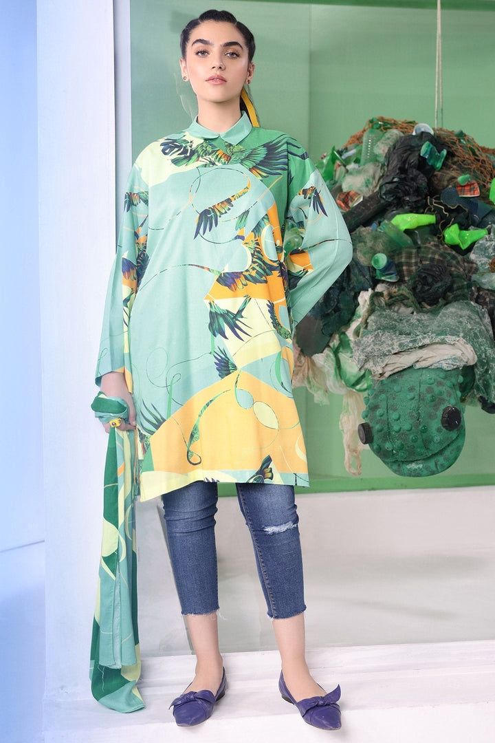 2 Pc Digital Viscose Suit With Digital Viscose Stole